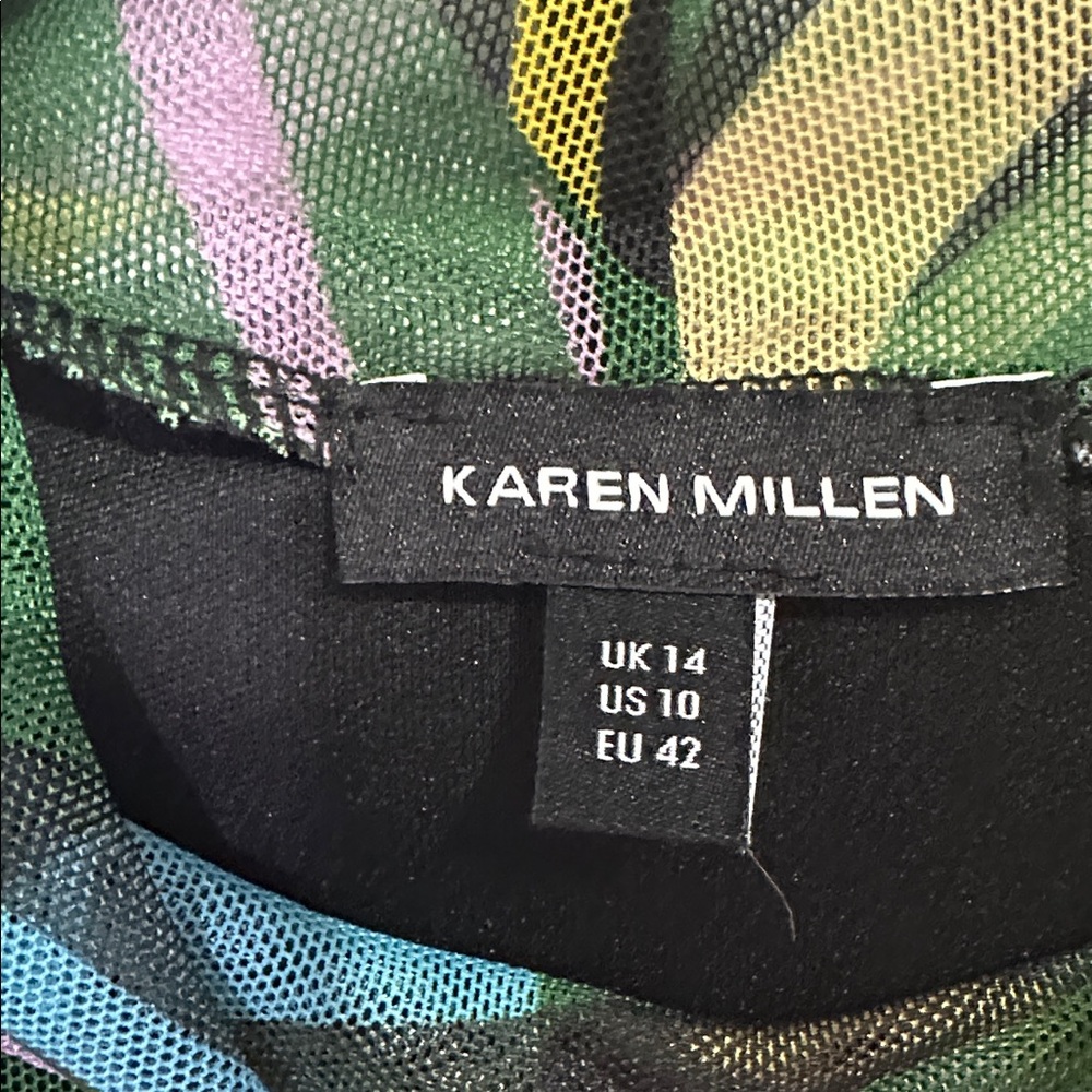Karen Millen Abstract Mesh Mini Dress | Mock Neck Bodycon | Size 10 - Picture 2 of 6